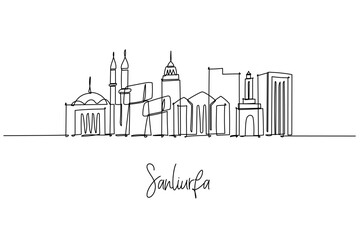Single line drawing of Sanliurfa skyline with mosque and monuments