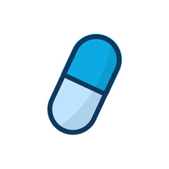 Capsule pill icon representing medicine, healthcare, pharmaceuticals, medication, treatment, health, and wellness