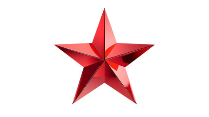 Red star shines with a transparent background for designs, overlays, or product photography.