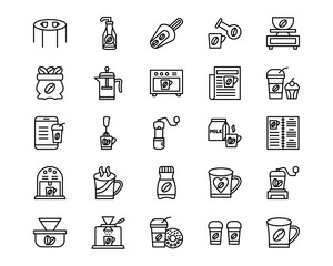Coffee Shop Line Vector Icons