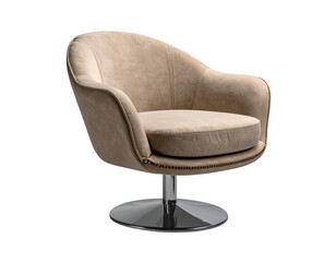  “Rotating Swivel Lounge Chair in Neutral Tone, isolated on a transparent background”