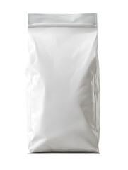 Blank white food or product pouch.  Zipper top.  Empty, ready for labeling