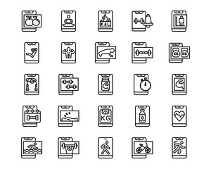 Workout App Line Vector Icons