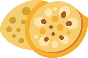 Vector illustration of sliced lotus root with natural holes for culinary and decorative use