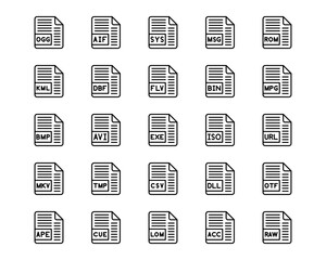 File Formats Line Vector Icons