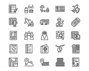 Vacation Planning Line Vector Icons