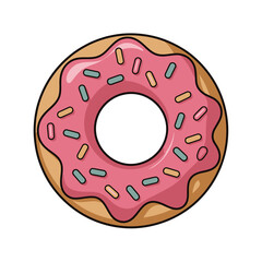 Whimsical pink frosted treat cartoon illustration