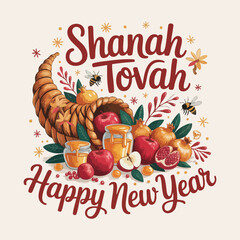 Modern Rosh Hashanah vector set with minimal Jewish New Year icons and symbols in solid color style, ideal for cultural projects, spiritual art, and educational media.