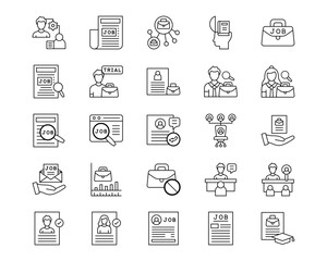 Job Search Line Vector Icons