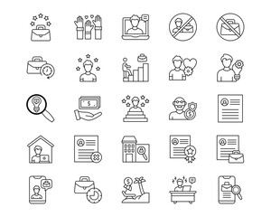 Job Search Line Vector Icons