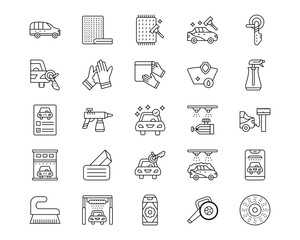 Car Wash Line Vector Icons