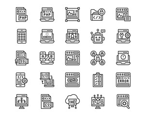 Coding and Development Line Vector Icons