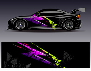 Car wrap design vector. Graphic abstract stripe racing background designs for vehicle, rally, race, adventure and car racing livery