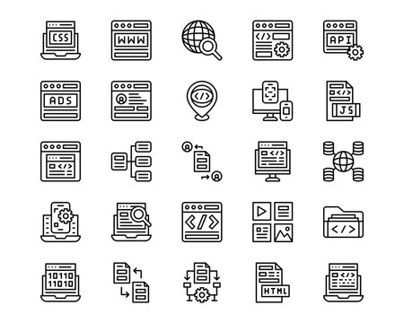 Coding and Development Line Vector Icons