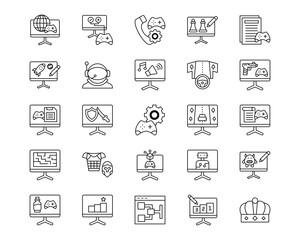 Game Design Line Vector Icons