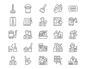Cleaning Line Vector Icons