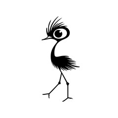 Emu. Emu simple black and white line art vector logo
