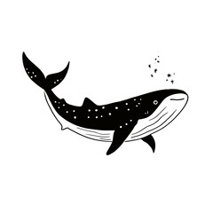 Whale Shark. Whale Shark simple black and white line art vector logo
