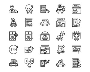 Automotive Dealership Line Vector Icons