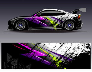 Car wrap design vector. Graphic abstract stripe racing background designs for vehicle, rally, race, adventure and car racing livery