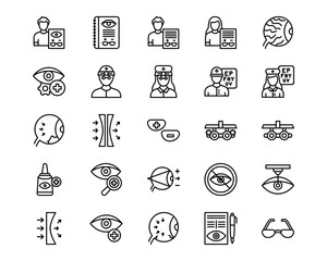 Optometrist Line Vector Icons
