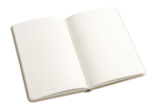 Open blank graph paper notebook.