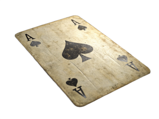 Ace of spades playing card isolated on transparent background, vintage style with decorative spade design