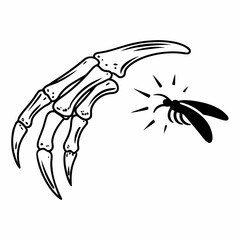 Ash claw firefly silhouette on white background