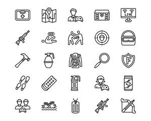 Battle Royale Line Vector Icons
