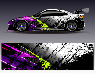Car wrap design vector. Graphic abstract stripe racing background designs for vehicle, rally, race, adventure and car racing livery