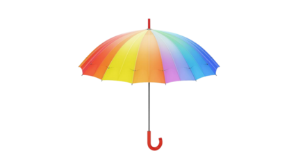 Rainbow umbrella with transparent background. Features vibrant colors, perfect for digital use and branding.