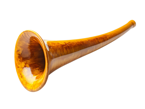 Vuvuzela stadium horn in amber wood tone isolated on transparent background