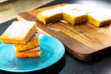 Semolina cake. Homemade cake. Dessert. Food concept.