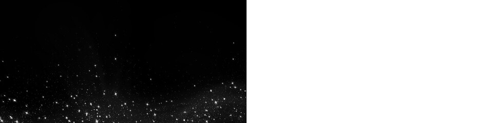 Black and white PNG overlay featuring sparkling stars and light effects, creating a dreamy atmosphere for creative projects with copy space for text or design elements