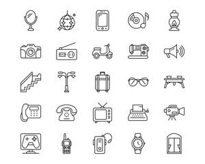 Retro Line Vector Icons