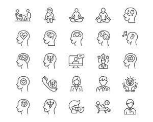 Fototapeta premium Psychology Line Vector Icons