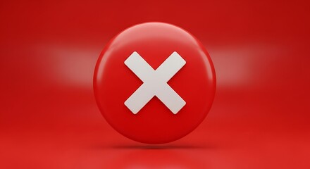 Fototapeta premium Red Button with White X Mark.