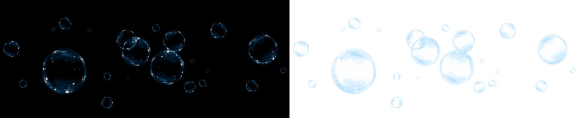 Bubbles floating in a transparent overlay on contrasting backgrounds, showcasing a playful and whimsical atmosphere for creative design projects and visual storytelling