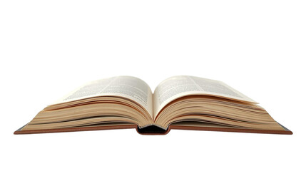 Fototapeta premium Brown open book shows paper texture. Use for education, publishing, and e-learning materials. Isolated PNG and transparent background.