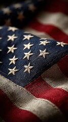 American flag with intricate embroidery details emphasizing patriotism and craftsmanship on fabric