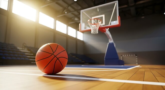Basketball Player Shooting a Basket in Indoor Court. - Powered by Adobe