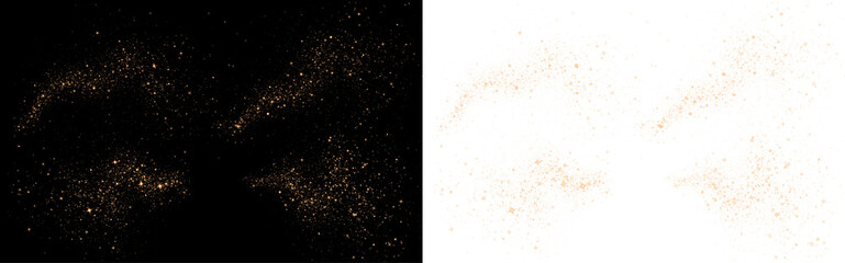 Sparkling golden dust overlay on black and white backgrounds, creating a magical atmosphere for creative projects, enhancing visual storytelling and design elements