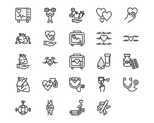 Cardiology Line Vector Icons