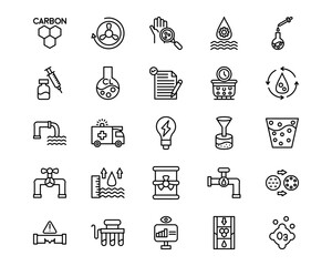 Water Treatment Line Vector Icons