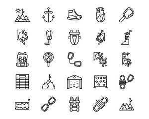 Rock Climbing Line Vector Icons © IconVerse