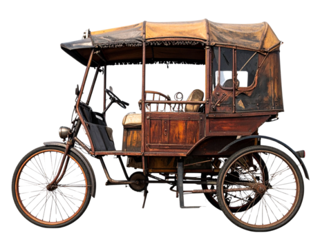 Realistic Old Indian Cycle Rickshaw PNG
