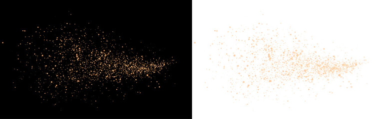 Golden glitter particles overlay on black and white backgrounds, creating a stunning visual effect for design projects, enhancing creativity and elegance in digital artwork