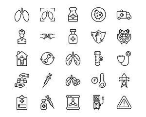 Tuberculosis Line Vector Icons