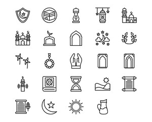 Islamic New Year Line Vector Icons