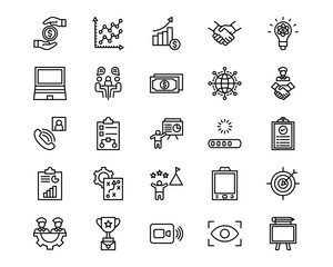 Business Meeting Line Vector Icons